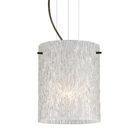Besa Lighting Tamburo 8 Cable Pendant, Glitter Stone, Bronze Finish, 1x100W Incandescent 1KG-4006GL-BR
